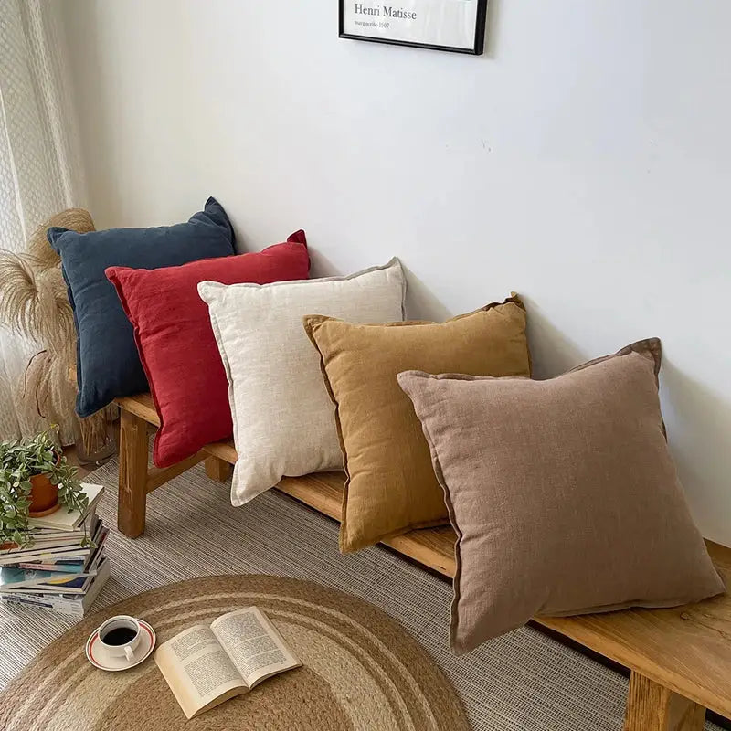 Linen Fringed Pillow Cover