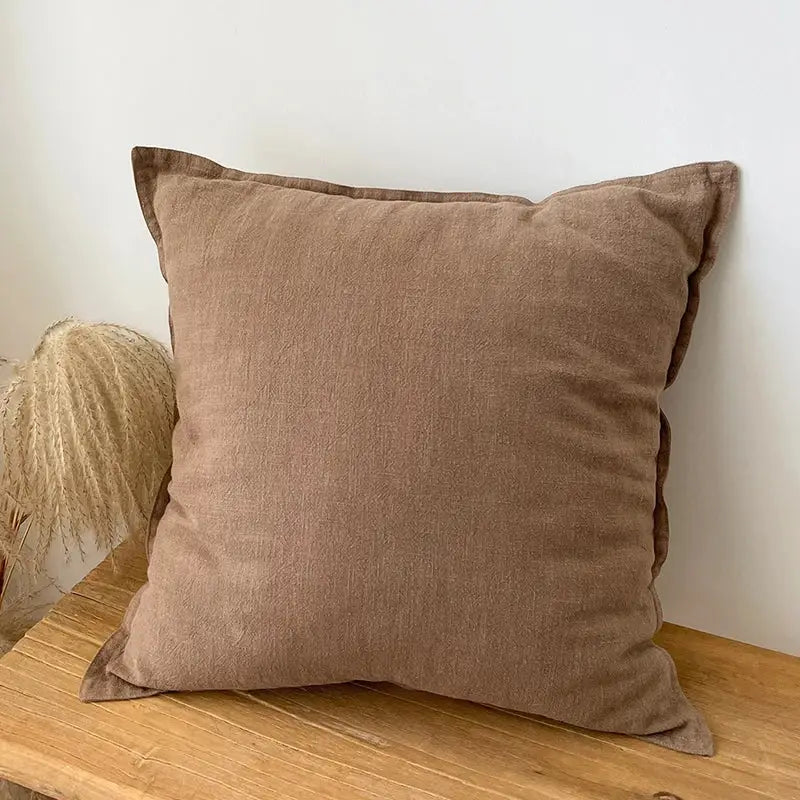Linen Fringed Pillow Cover