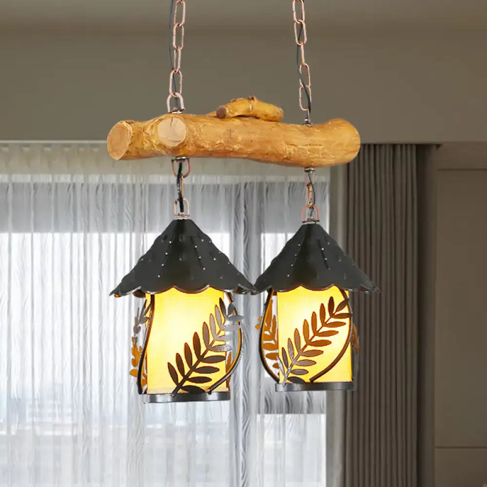 Wood Black Hanging Lamp