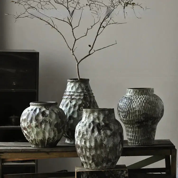 Gray White Pottery Vase