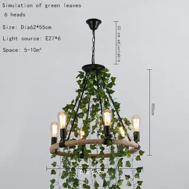 Green Leaf Rope Chandelier