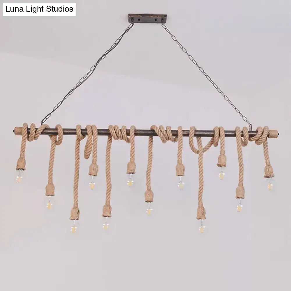 Wood Hemp Rope Pendant