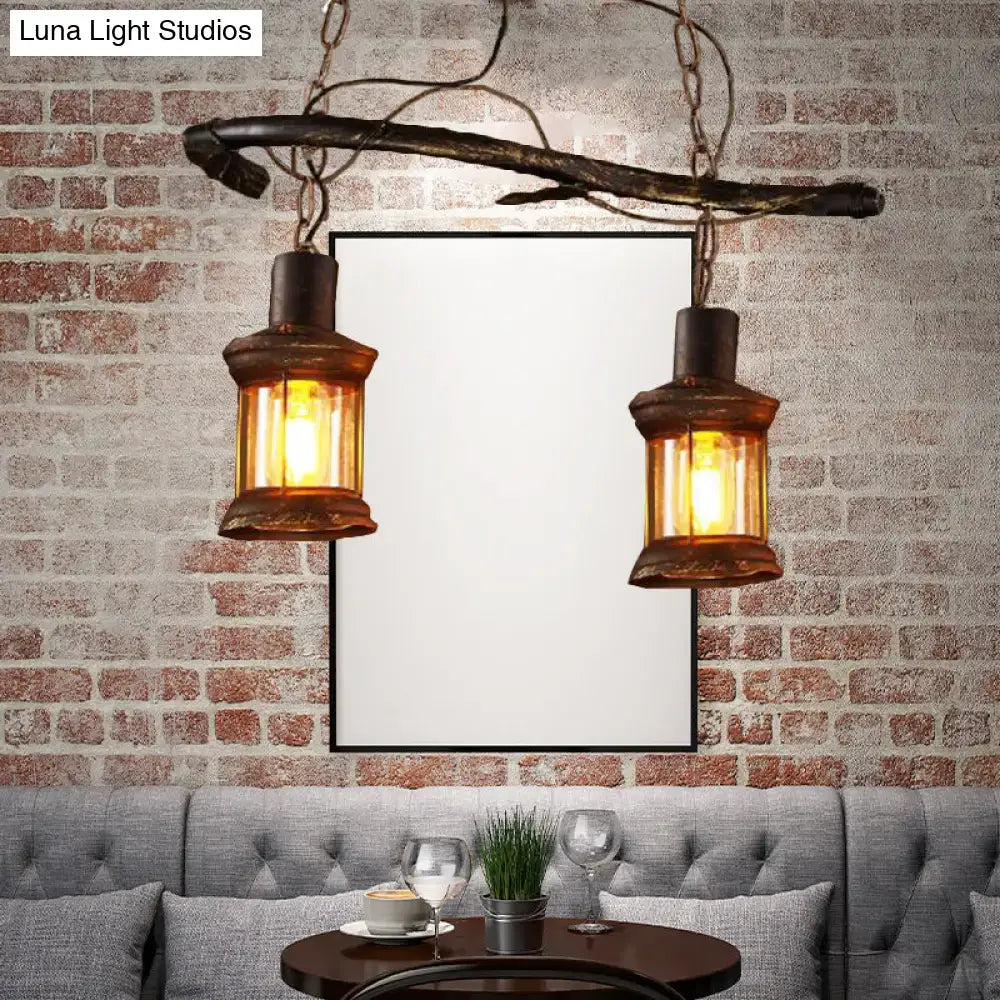 Brass Clear Glass Metal Island Light