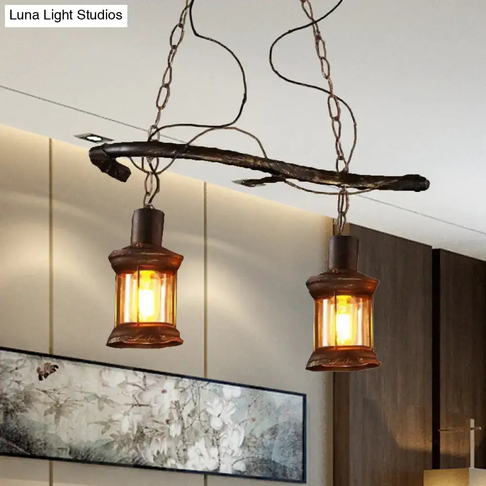 Brass Clear Glass Metal Island Light