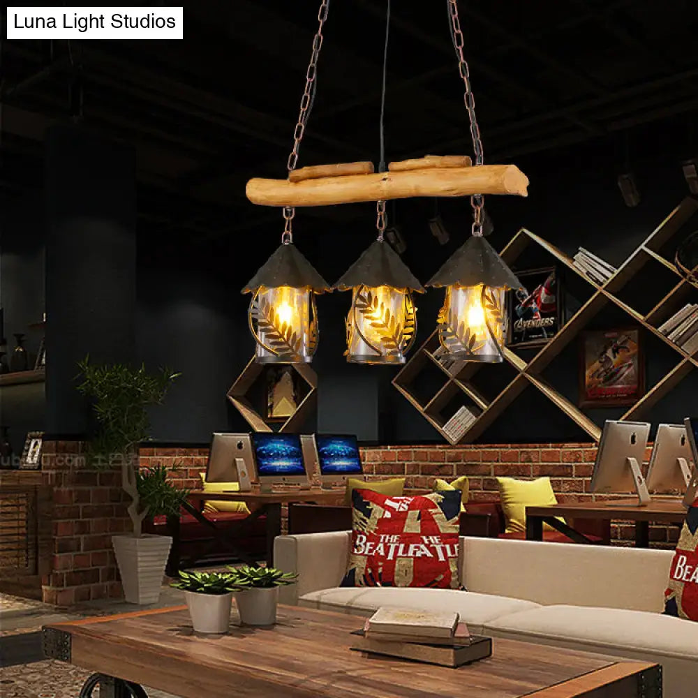 Leaf Lantern Wooden Pendant