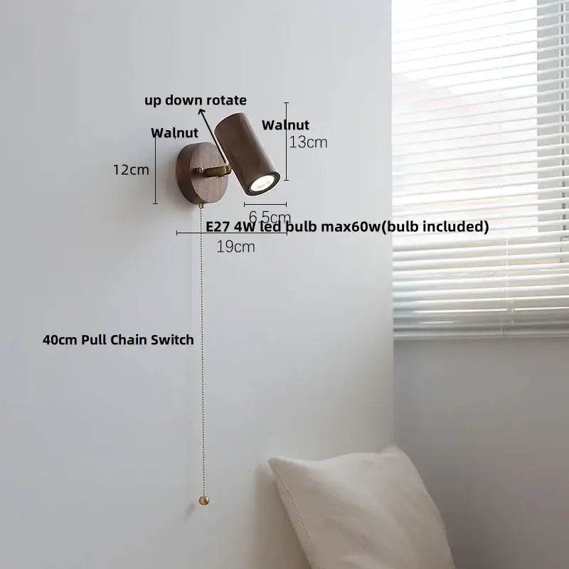Walnut Wood Wall Sconce