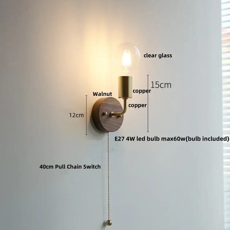 Walnut Wood Wall Sconce