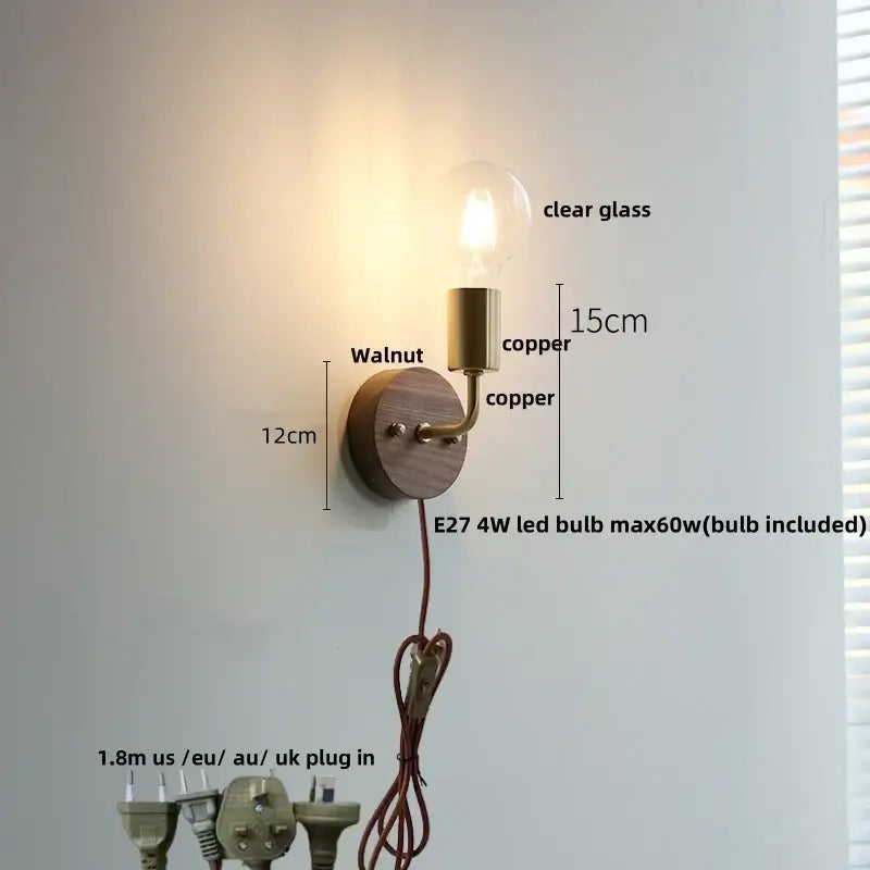 Walnut Wood Wall Sconce