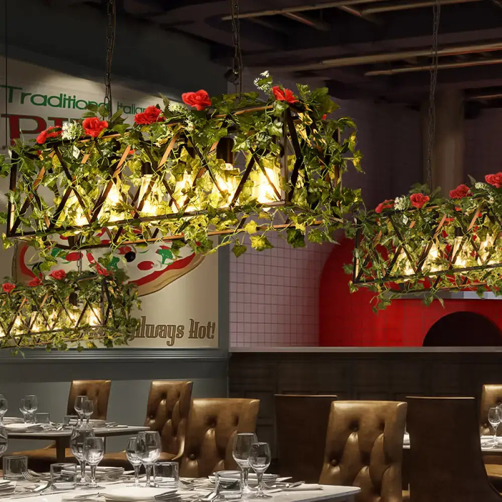 Green Rectangular Plant Chandelier