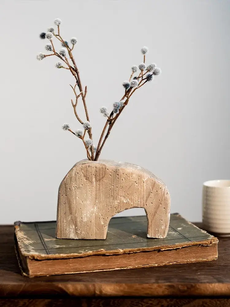 Gray Rattan Hydroponic Vase