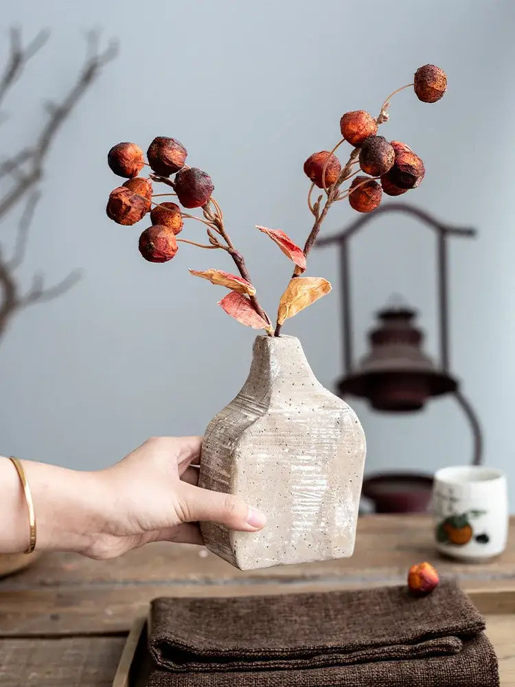 Gray Rattan Hydroponic Vase
