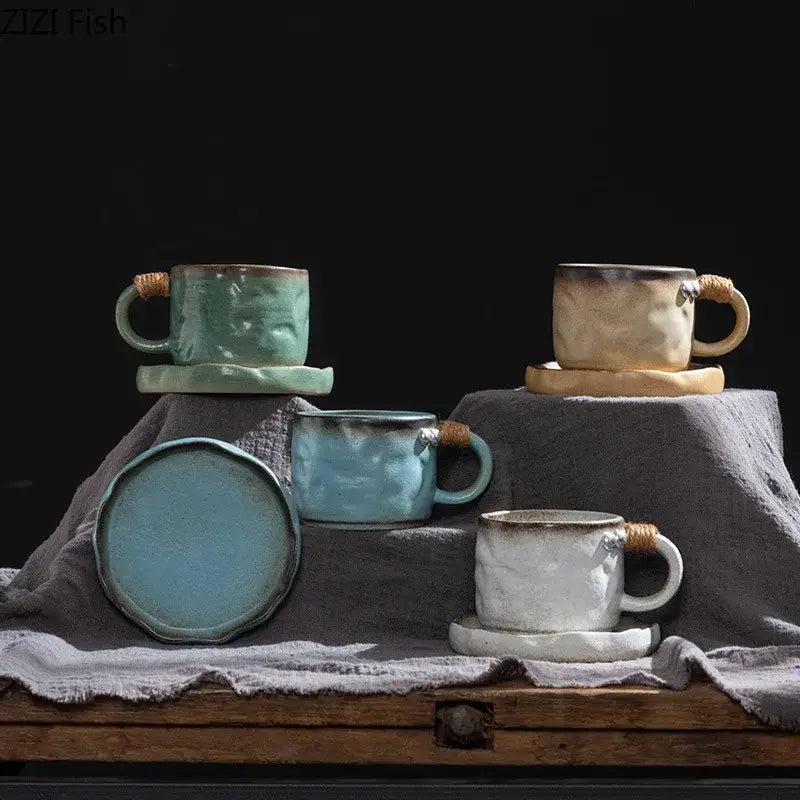 Teal Pottery Cup Saucer Set