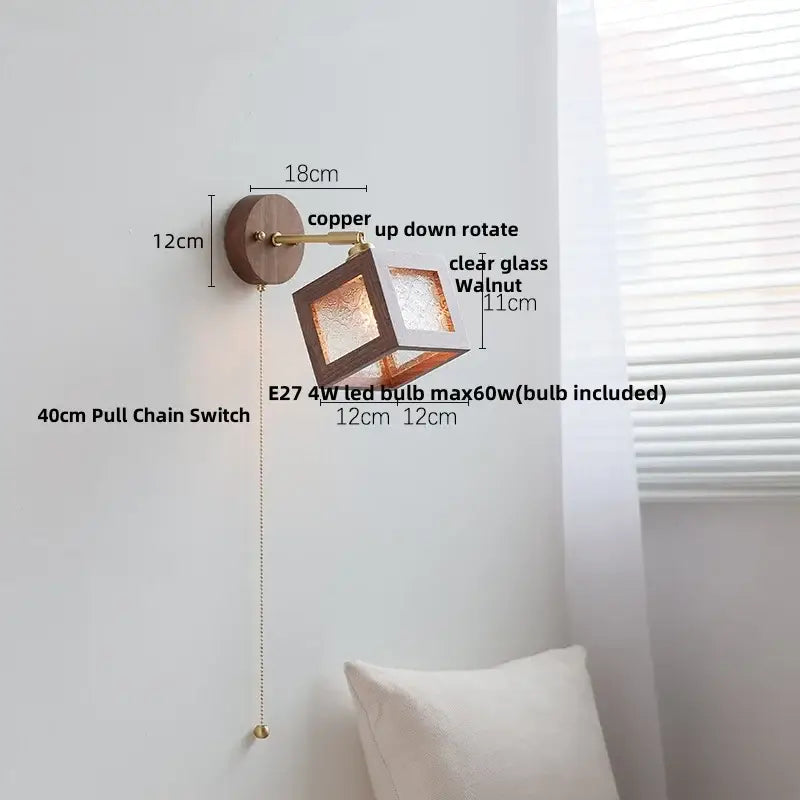 Walnut Glass Wall Sconce