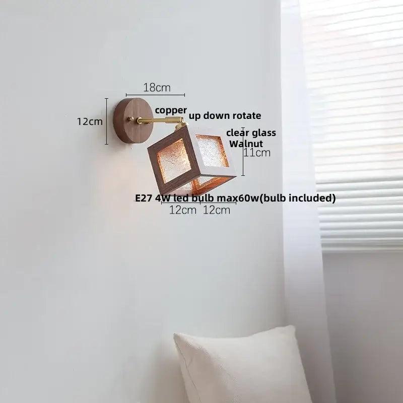 Walnut Glass Wall Sconce