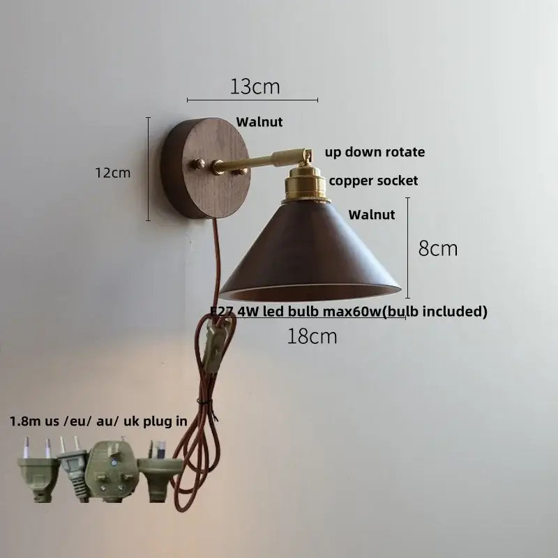 Walnut Glass Wall Sconce