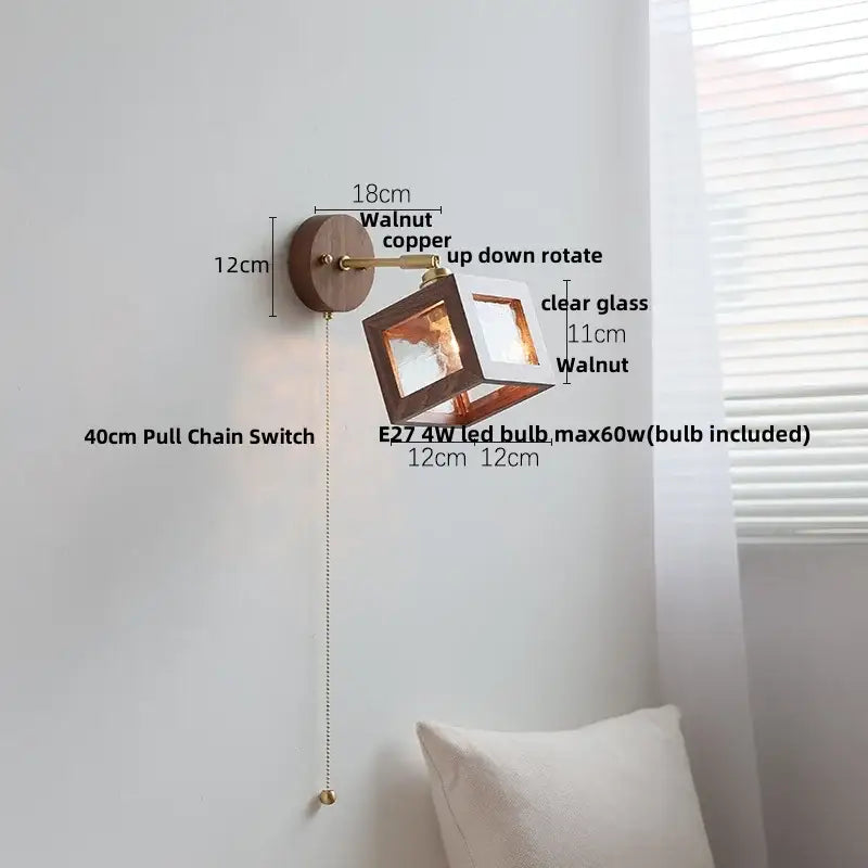 Walnut Glass Wall Sconce