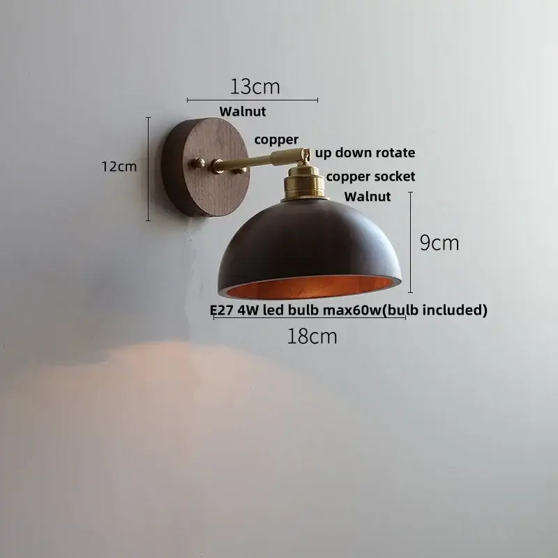 Walnut Glass Wall Sconce