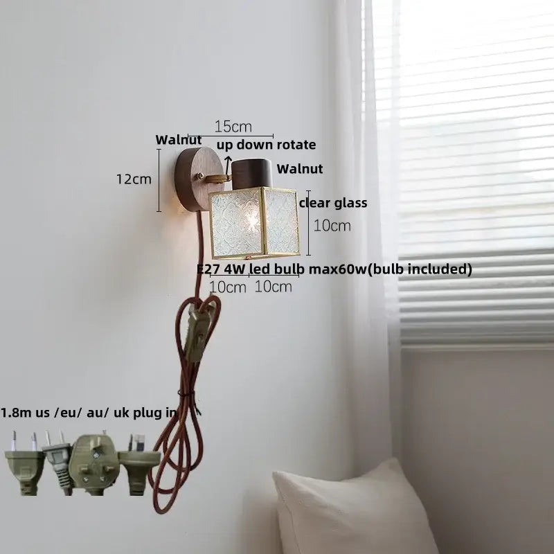 Walnut Brass Bathroom Sconce