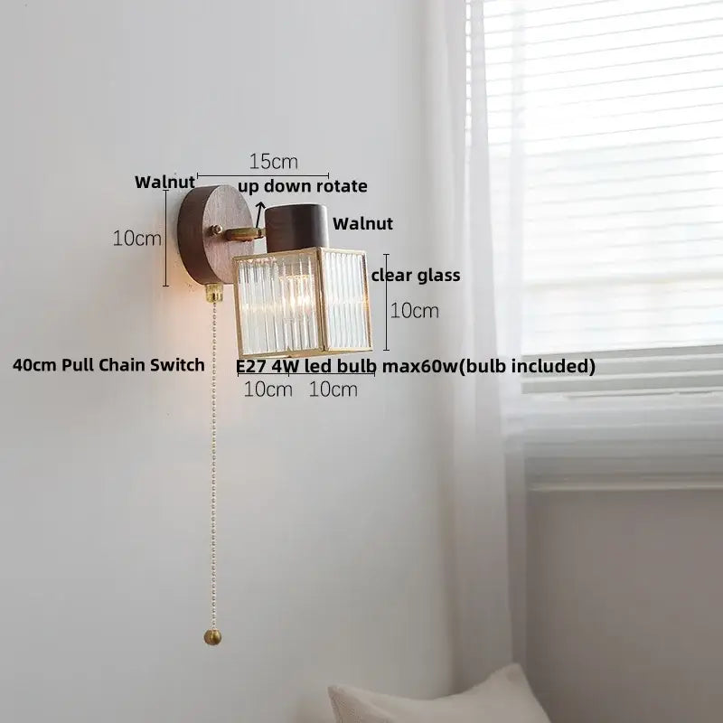 Walnut Glass Bedroom Sconce