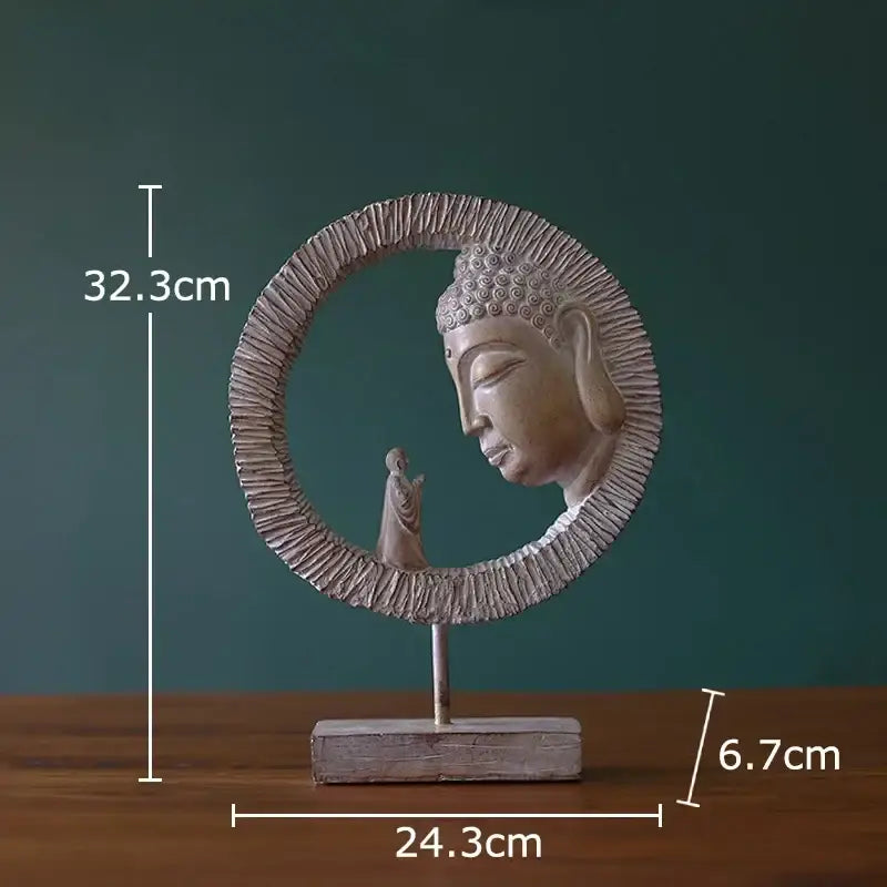 Bronze Buddha Head Statue Weathered Resin Finish