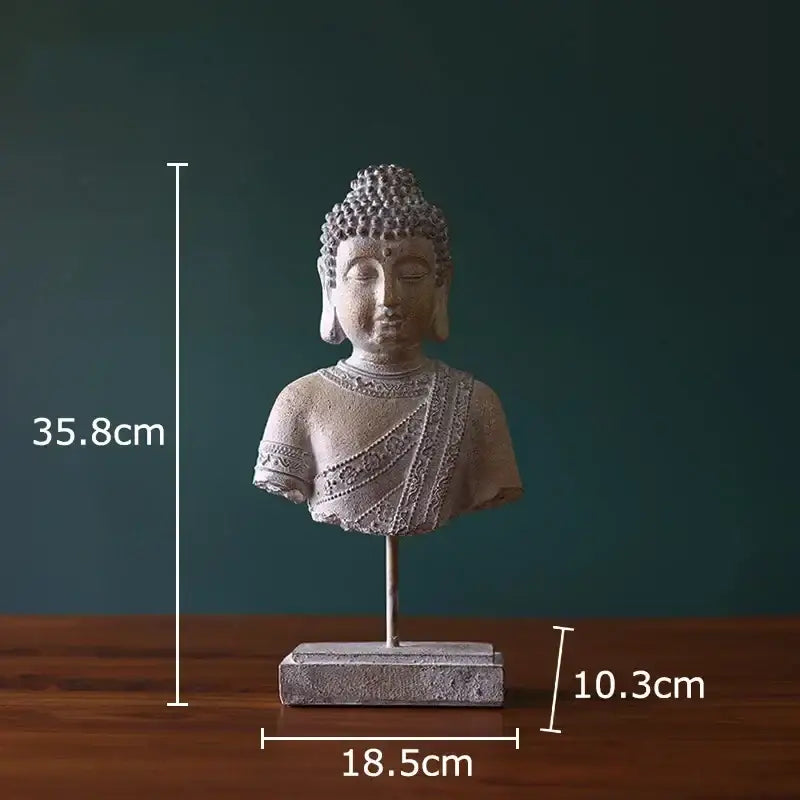 Bronze Buddha Head Statue Weathered Resin Finish