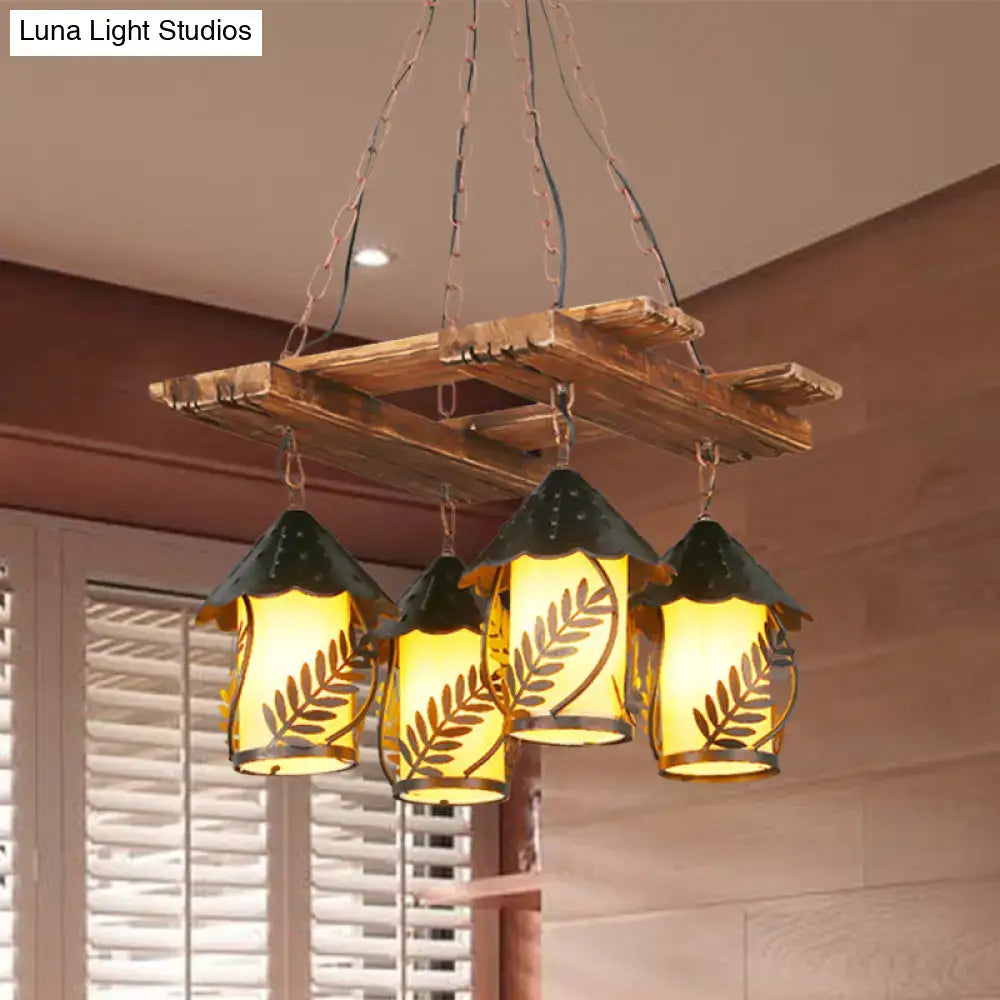 White Fabric Glass Chandelier