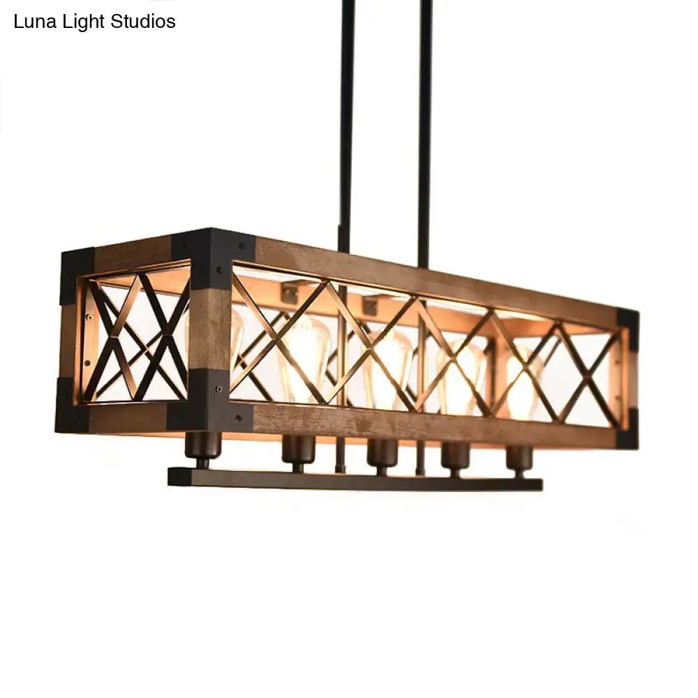 Wood Metal Rectangle Pendant