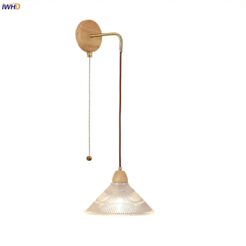 Wood Brass Glass Wall Light