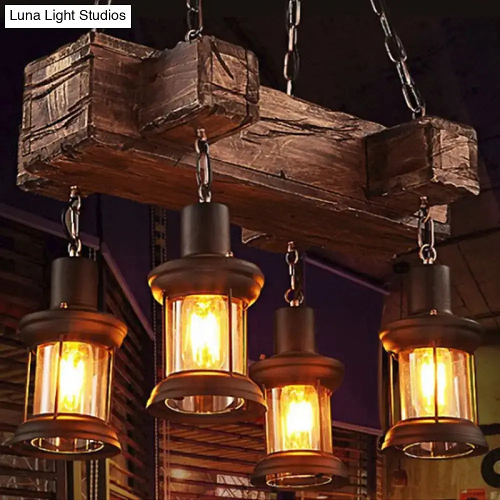 Wood Glass Lantern Fixture