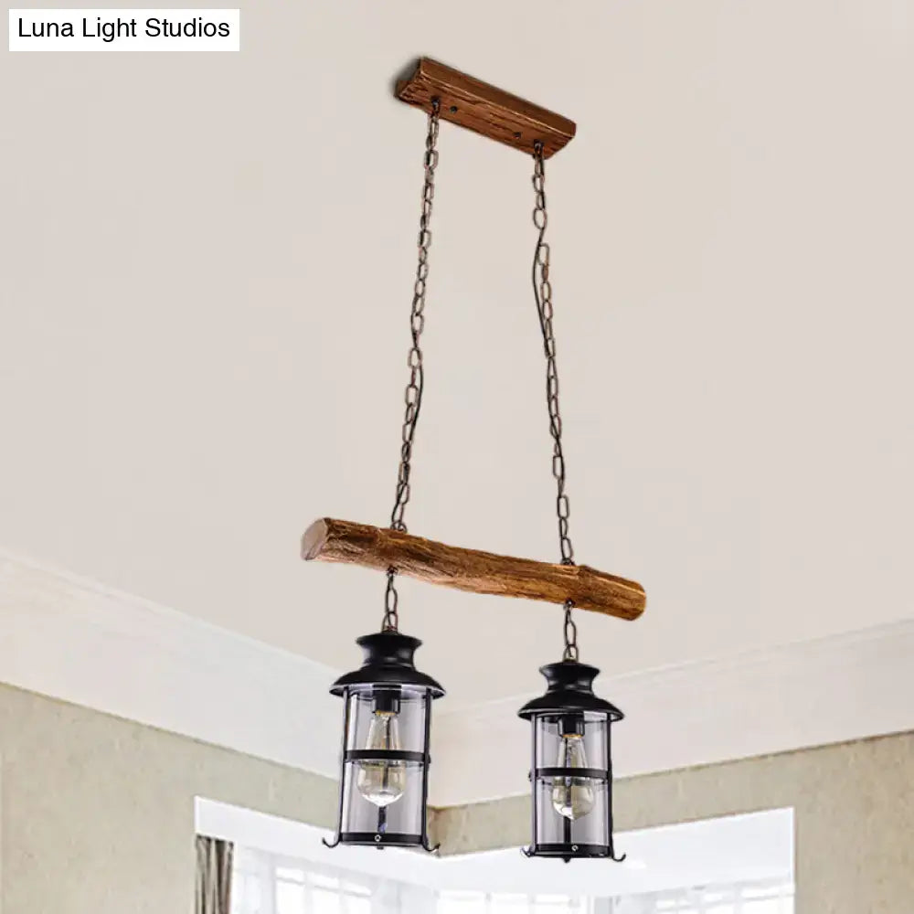 Wood Lantern Island Pendant
