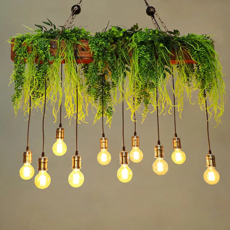 Wood Fern Chandelier Light
