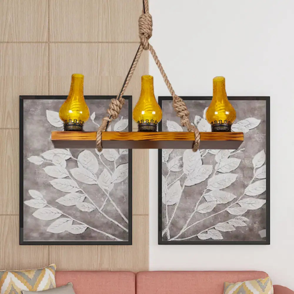 Yellow Cracked Glass Rope Cord Island Light