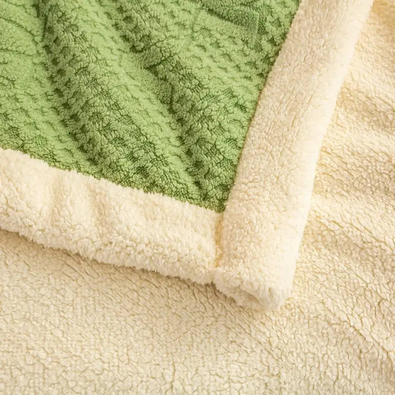 Green Velvet Autumn Blanket