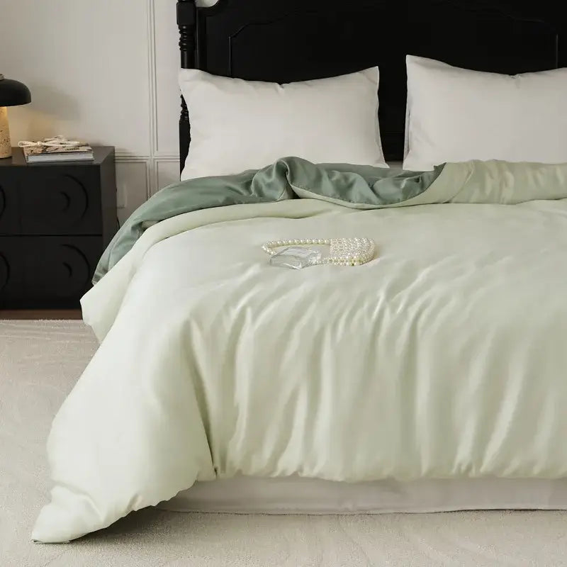 Sage Satin Queen Duvet