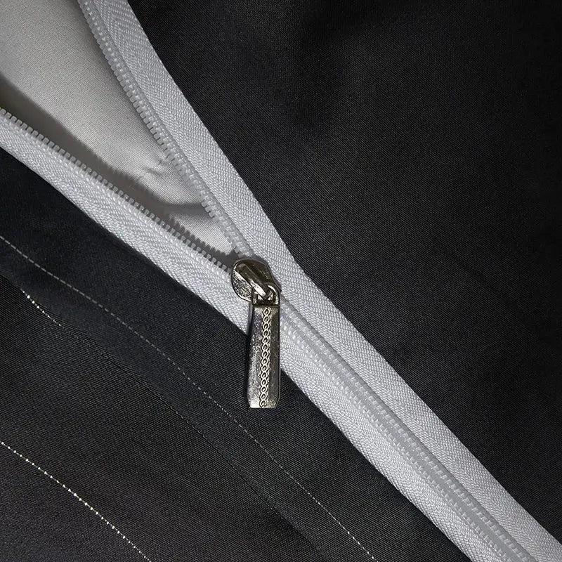 Gray Silver Pinstripe Duvet Set