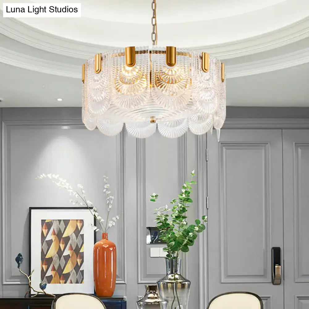 Textured Glass Brass Chandelier
