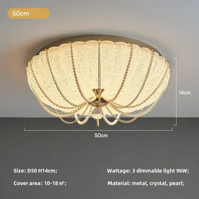 Gold Crystal Remote Dimming Bedroom Ceiling Light