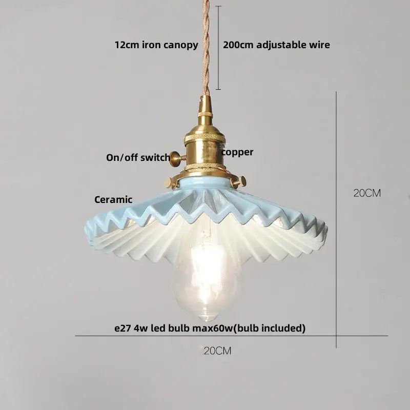 White Ceramic Pendant Lamp with Brass Socket
