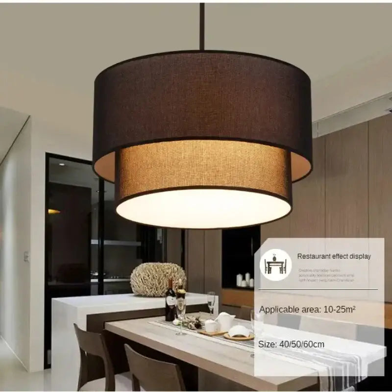 Beige Linen Pendant Light