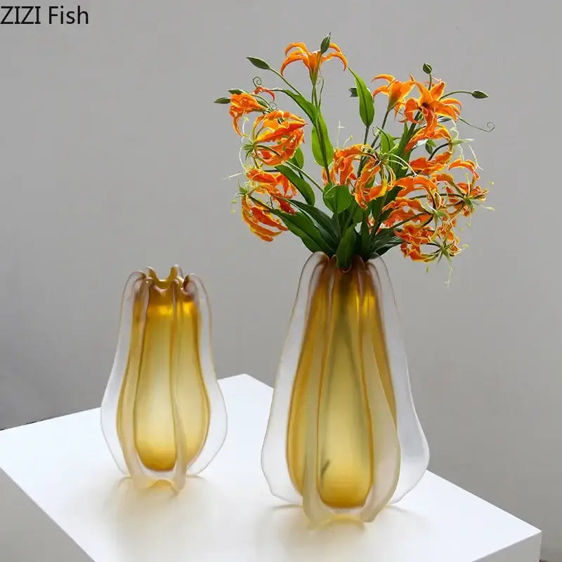 Amber Carambola Glass Vase
