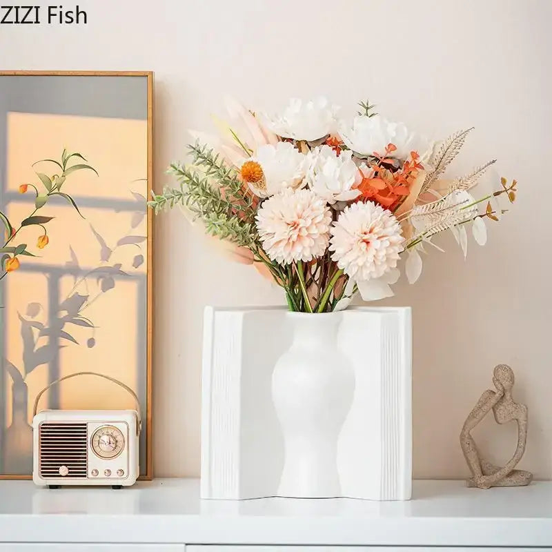White Ceramic Book Vase