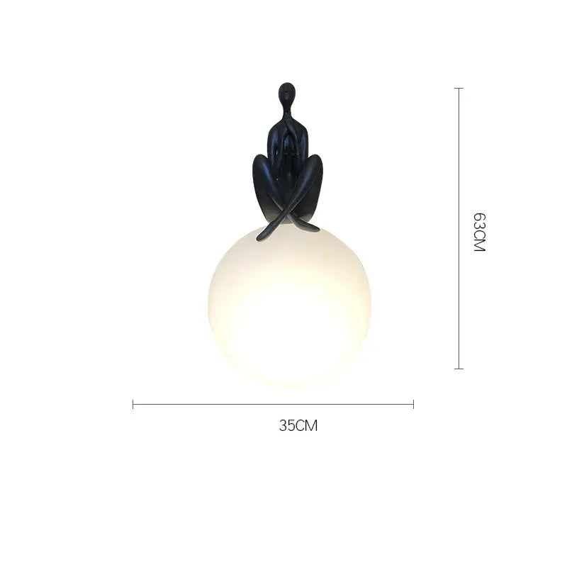 Black Red Glass Table Lamp