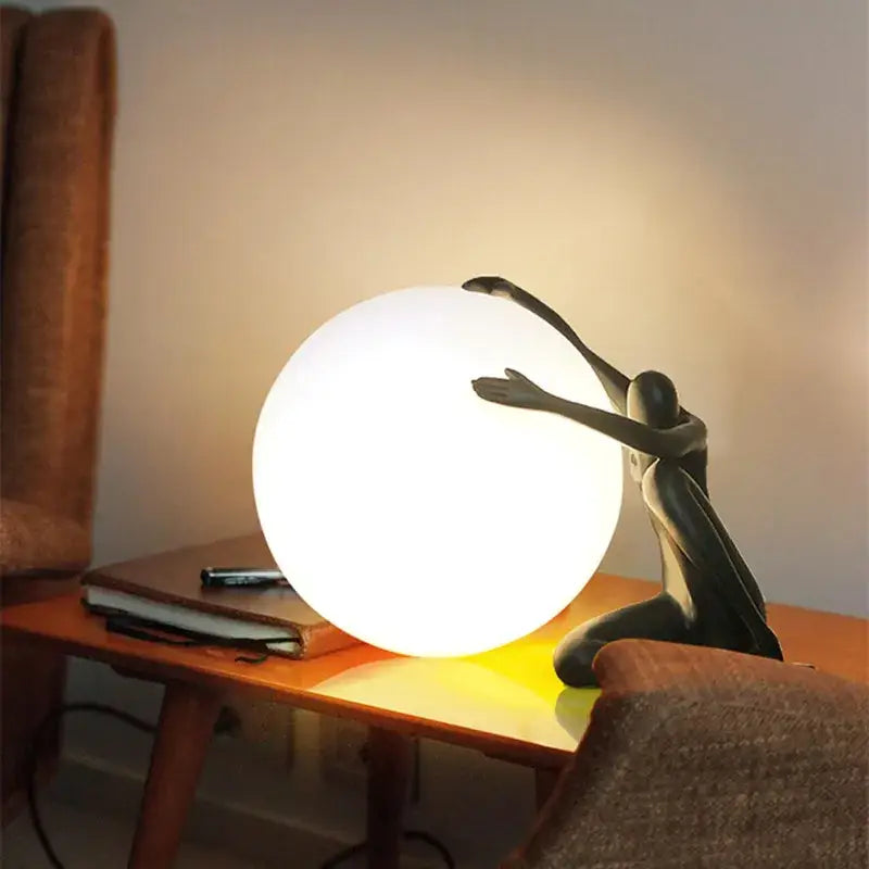 Black Red Glass Table Lamp