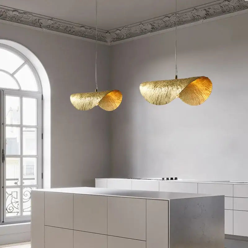 Brass Lotus Leaf Chandelier