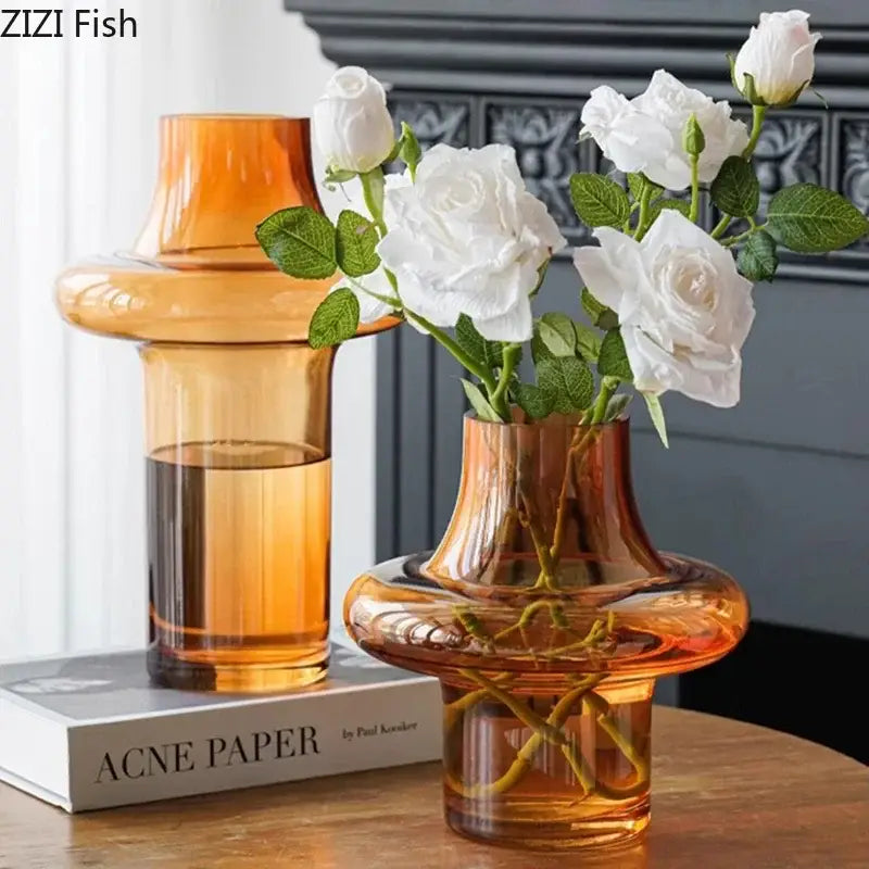 Amber Tiered Glass Vase