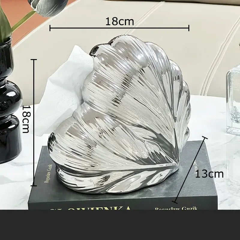 White Silver Ceramic Tissue Box