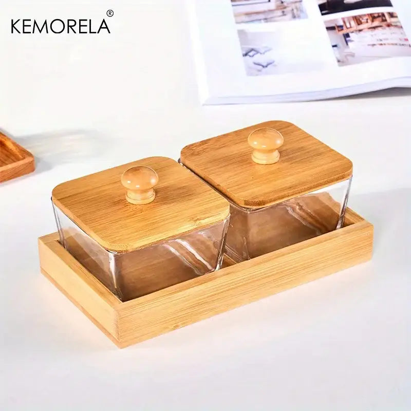 Glass Bamboo Lid Jars