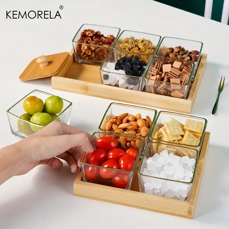 Glass Bamboo Lid Jars