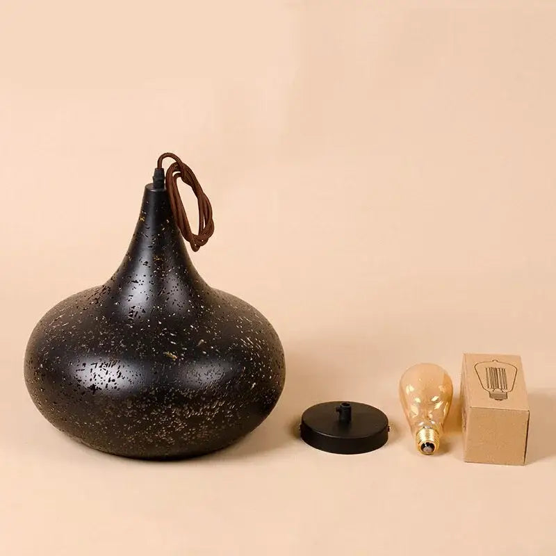 Black Gold Pendant Light Etched Iron Design