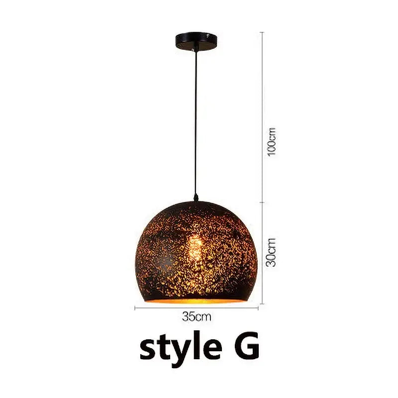 Black Gold Pendant Light Etched Iron Design